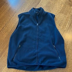 LANDS END fleece navy vest XL